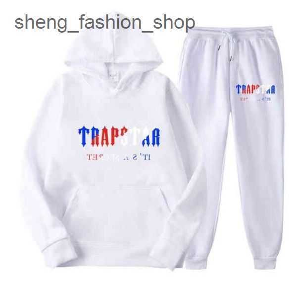

1 to 1 quality tracksuit trapstar brand printed sportswear men's t shirts 16 colors warm two pieces set loose hoodie sweatshirt pants j, Black