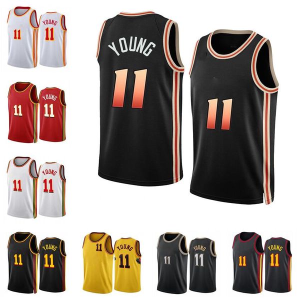

basketball jerseys trae young 2022-23 season white black city men women youth jersey, Black;red