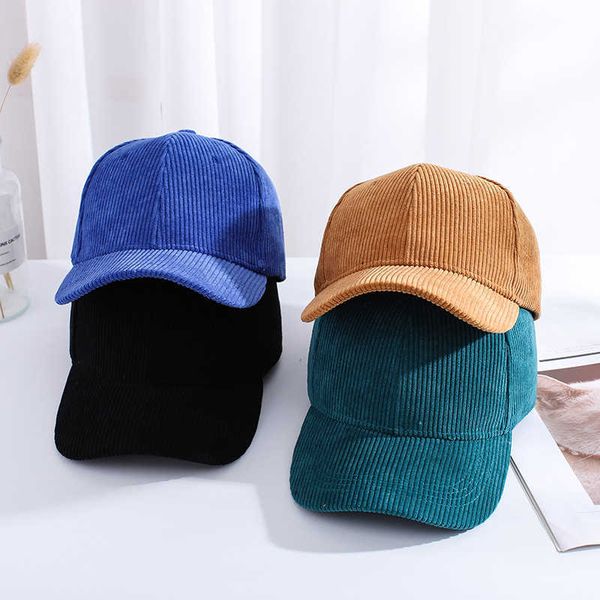 

ball caps corduroy baseball cap autumn fashion women wild solid hats japanese vintage casual beanie trendy student adjustable peaked cap r23, Blue;gray