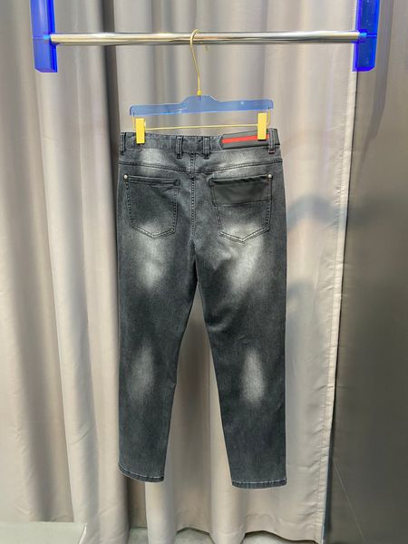 

spring and summer men thin casual jeans comfortable stretch material light washing process luxury designer jeans, Blue
