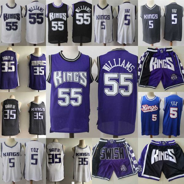 

2023 mens sacramento''kings''jersey de'aaron 5 fox marvin 35 bagley iii jason 55 williams basketball shorts basketb, Black;red