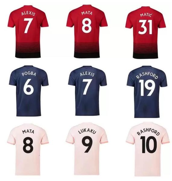 

2018 2019 retro manchester lukaku soccer jerseys man 18/19 utd mata pogba rashford alexis united sport football shirt, Black;yellow