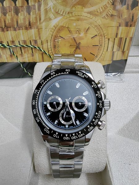 

with original box mens watch automatic mechanical watches 40mm stainless steel strap black wristwatch ceramic case life waterproof design mo, Slivery;brown