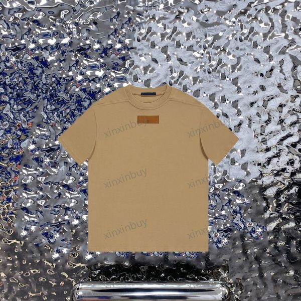 

xinxinbuy men designer tee t shirt 23ss 1854 label patch short sleeve cotton women black white khaki xs-xl, Black;brown