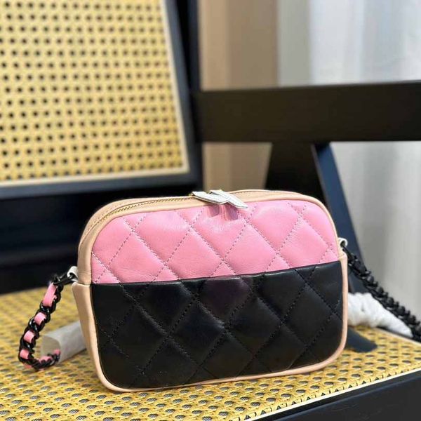 

23 early autumn series hand bag calf leather rhomboid quilted color contrast messenger bag gold metal diagonal shoulder chain multi purpose