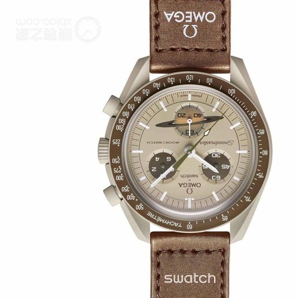 

2022 moon summer new designer 6 pins mark functional speedmaster planet quartz watch swatch couple watch bb022296l, Slivery;golden