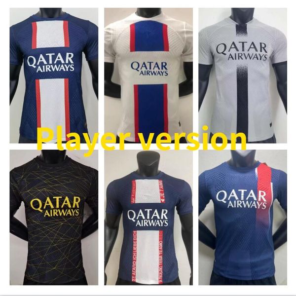 

player version 22 23 24 paris mbappe soccer jerseys vitinha fabian r.sanches hakimi sergio ramos football shirt 2022 2023 2024 marquinhos ve, Black;yellow
