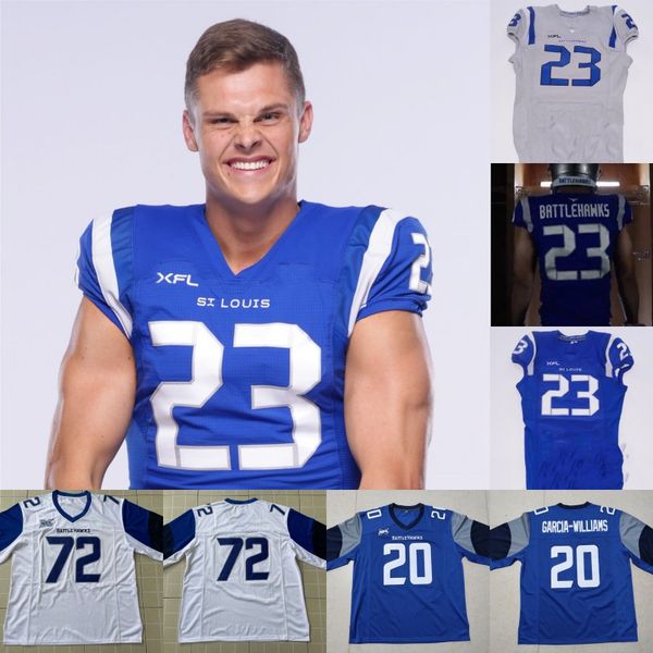 

football jerseys 2023 st. louis battlehawks jerseys manny wilkins silas kelly mike rose tre watson carson wells lakiem williams austin proeh, Black;red