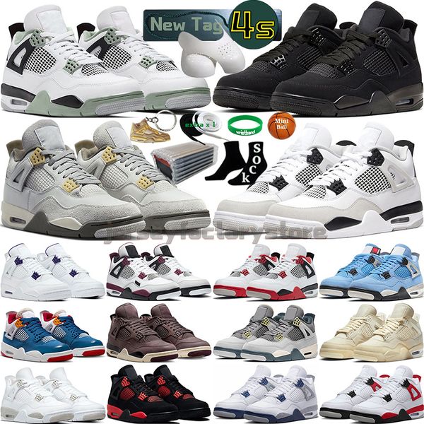

4 men basketball shoes women 4s craft seafoam military black cat sail canvas white oreo midnight navy university blue thunder silt red what