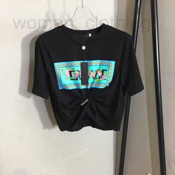 

designer 22 designers t-shirts fashion t shirts women chest letter shirt big pins flowers printing pin tucked waist short sleeved t-shirt ca, White
