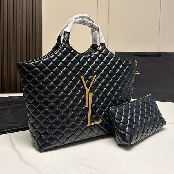 

luxury designer handbags icare maxi bag fashion tote bags rhombic lambskin purse shoulder large tote for woman leather beach travel shopping