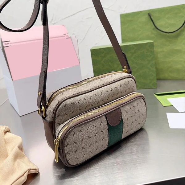 

2023 women crossbody messenger bags purse luxury genuine leather canvas shoulder bag designer handbag wallet red green ribbon zipper hardwar