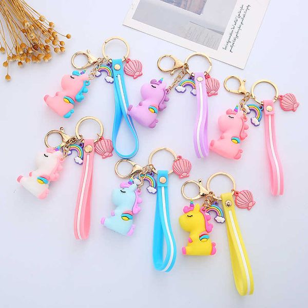 

key rings fashion metal cartoon cute unicorn doll couple keychain creative small gift mobile phone backpack car pendant fun keychain j230222, Slivery;golden