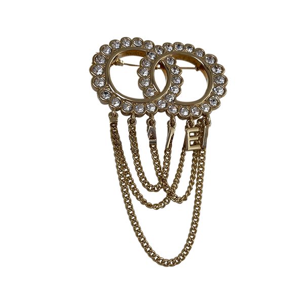 

pins pearl broochs designer jewelry wo mens brooch fashion brand letters small sweet wind brooch women pearl with diamond chain brooch, Gray