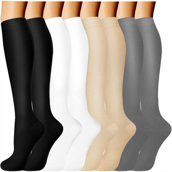 

5pc socks hosiery 367 pairs compression socks men women running sports socks varicose vein edema knee high support stretch compression stock, Black;white