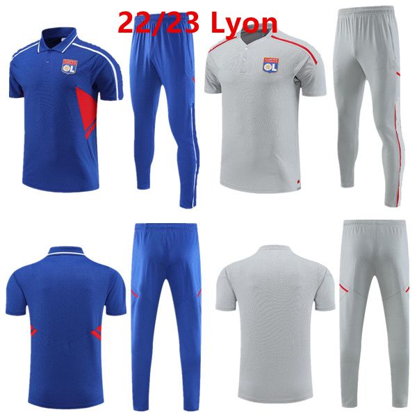 

22/23 lyon football tracksuit survetement 2022-2023 lyon polo shirt l.paqueta ol aouar football training suit jogging suit, Black