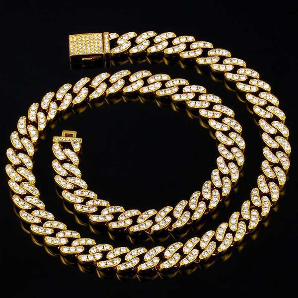 

hip hop 8mm real gold plated brass hand setting full cz cuban chain necklace, Silver