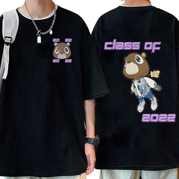 

men's t-shirts graduation music album double sided print t shirt men's hip hop oversized t-shirt cotton short sleeve t shirts l230, White;black