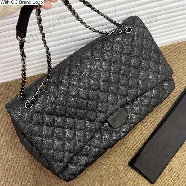 

cc cross body vintage maxi airport bags caviar genuine leather black silver hardware super capacity cross shoulder sacoche designer womens h