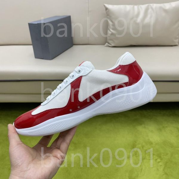 

with box prad designer man casual shoe splicing shoe mesh and patent leather light sneakers wholesale price canvas mate trainers sneaker nv, Black