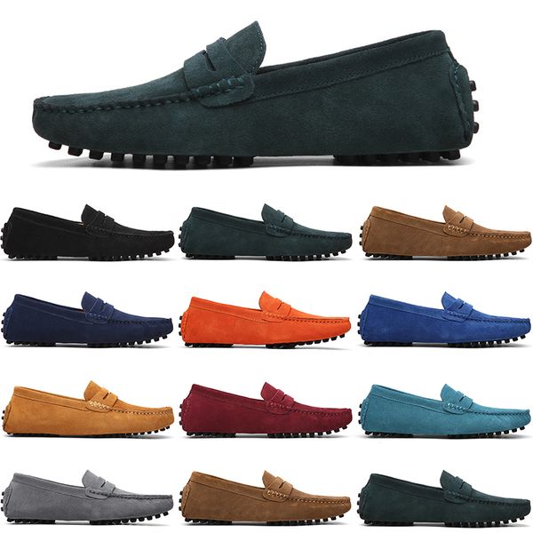 

men casual shoes mens slip on lazy suede leather shoe big size 38-47 red, Black