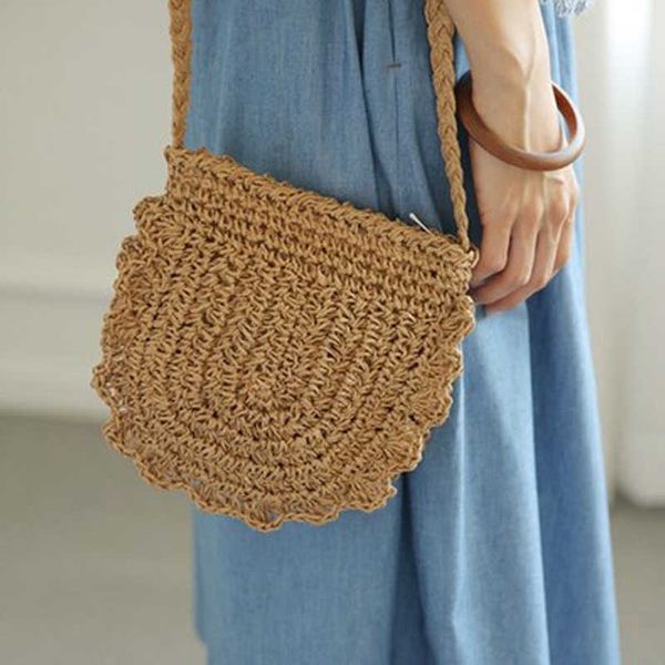 

totes retro mori fungus lace straw bag casual woven bag shoulder slung beach bag handbag 0222v23