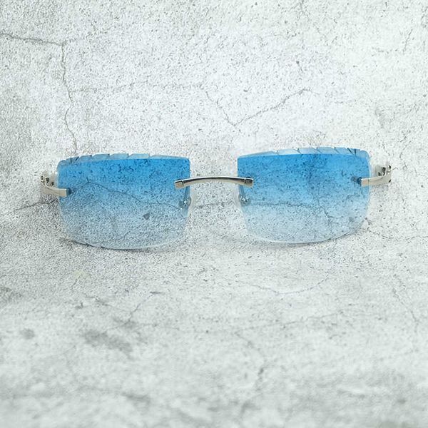 

buffalo horn sunglasses designer rimless sunglass for men and women new diamond cut shades eyewear glasses new fashion factory sun glasses 7, White;black