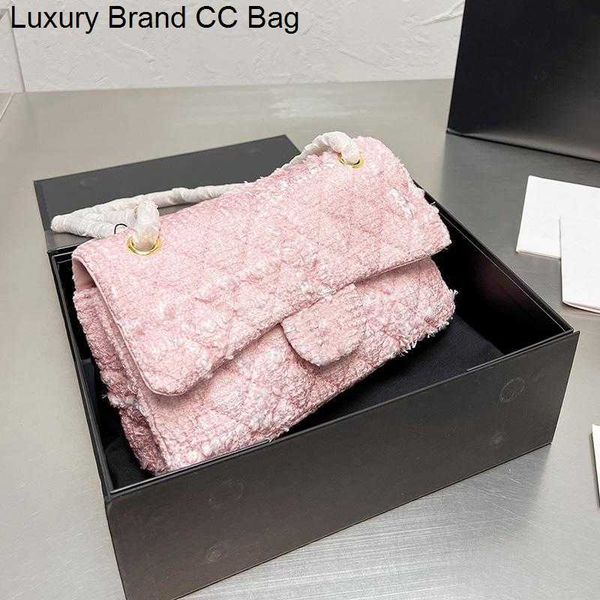 

cc shoulder bags 2023ss classic double flap pink tweed quilted bags gold matelasse chain crossbody shoulder multi pochette luxury designer h