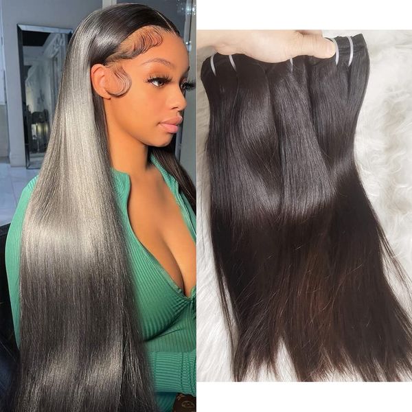 

lace wigs human hair bundles brazilian straight 1 3 4 weaving raw remy items 230221, Black;brown
