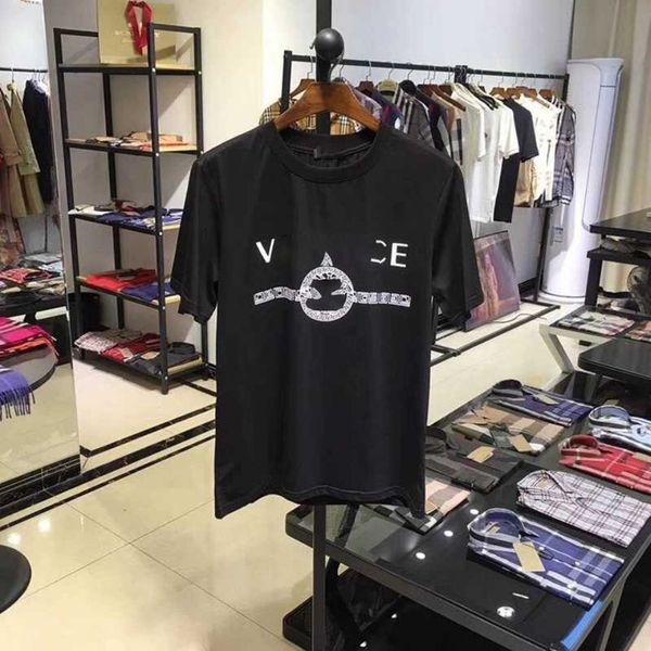 

men's t-shirt t shirt men womensshort sleeve cotton breathable tee r luxury letters print shirts spring summer high street casual mens, White;black