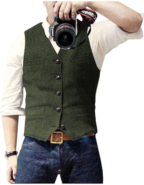 

men's vests suit blue single breasted woolen blended mens denim jeans waistcoat jacket slim fit casual formal business 230222, Black;white