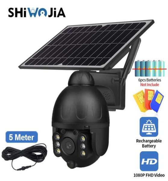 

dome cameras shiwojia outdoor solar camera 4g sim gsm wireless security black detachable solar cam battery cctv video surveillance6361579