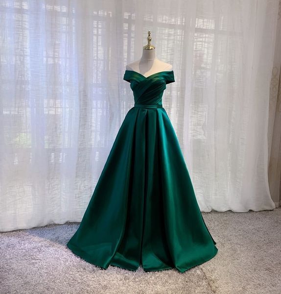 

party dresses green off shoulder satin long lady girl women princess banquet party ball prom dress gown 230222, White;black