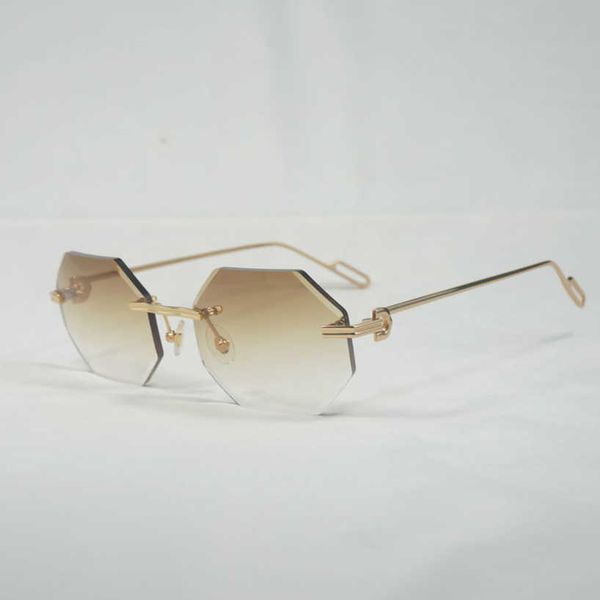 

vintage rimless diamond cutting sunglasses men new lens shape shade metal frame clear glasses women goggle senior eyewear eyeglasses sunglas, White;black
