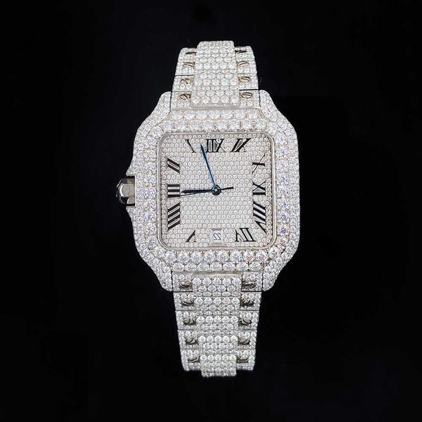 

wristwatches luxury custom bling iced out watches white gold plated moiss anite diamond watchess 5a replication mechanical ihxw, Slivery;golden