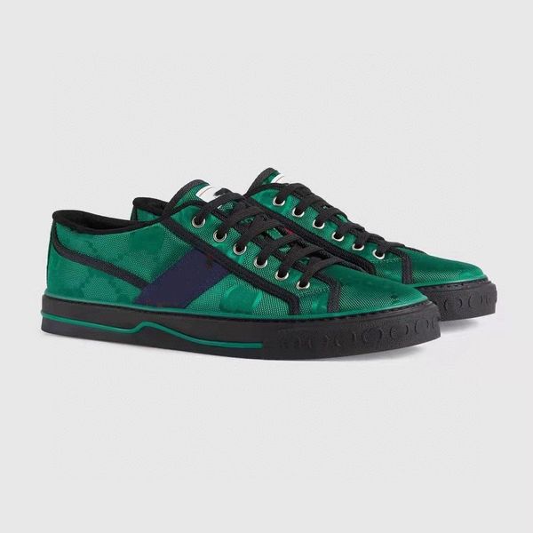 

tennis 1977 canvas casual shoes luxurys designers womens shoe italy green and red web stripe rubber sole camel and ebony sneakers stretch co, Black