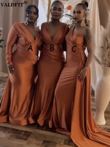 

long sleevs burnt orange mermaid bridesmaid dresses 2023 wedding party evening dress vestidos de fiesta para bodas gj0222, White;pink