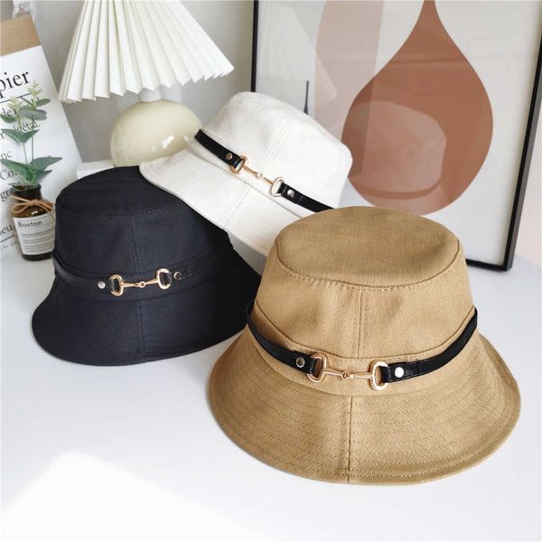 

wide brim hats 2022 new arrival metal buckle fisherman hat korean fashion ladies sun visor summer cover face sun protection hat fashion l230, Blue;gray