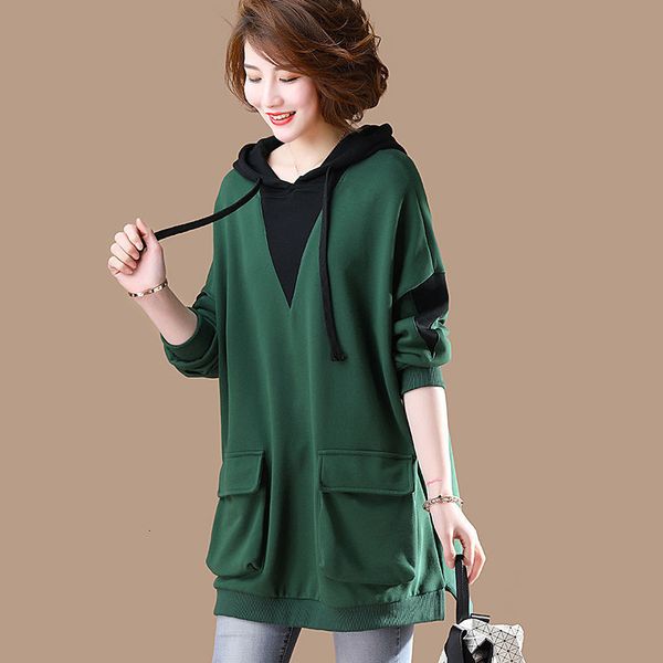

women's hoodies sweatshirts hoodies women oversize sweatshirt ladies long sleeve vintage clothes midi tunic 100% cotton stitch loose ca, Black