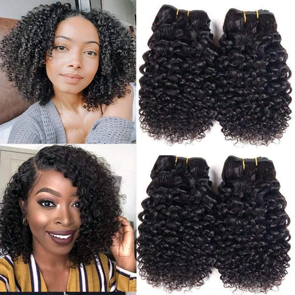 

4 bundles per set virgin remy hair bundles 8a brazilian hair wefts jerry curly kinky curly afro curly kinky straight bundle deals, Black