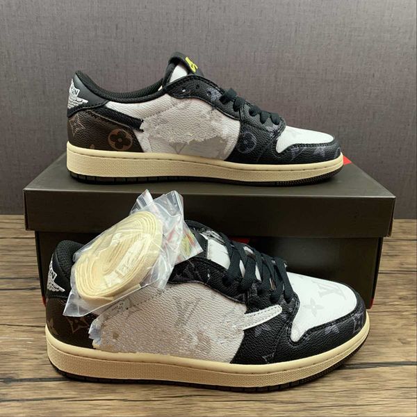 

2023 shoes mens jumpman 1 low gris noir og sp cm7866-126 travis scotts basketball shoe sports sneakers with box
