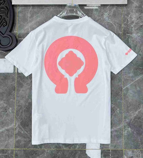 

men's t-shirts fashion mens classic couple t shirt brand t-shirts ch white chromes short designer casual embossed letter horseshoe sans, White;black