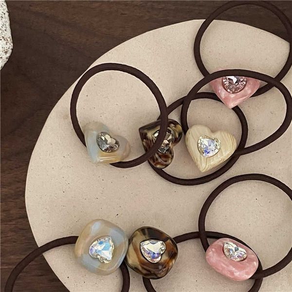 

hair clips barrettes korean new design geometric square heart elastic hair rope high resilience acetate rhinestone head rope j230221, Golden;silver