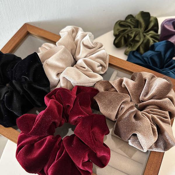 

hair clips barrettes new arrival retro oversize texture solid color velvet padded women hair accessories elastic hair scrunchies for women g, Golden;silver