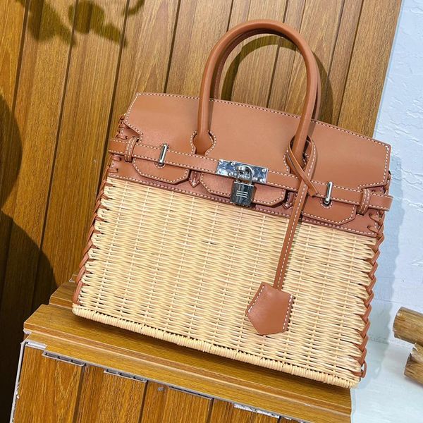 

hollow out totes women designer handbags purse real leather handle bottom rivet purse corium lining interior pocket braided belt closed