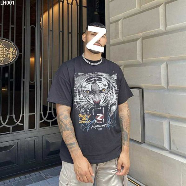 

2023 men's and women's fashion t shirt western european brand designer rep new repeat tiger minority couple short sleeve versatile, White