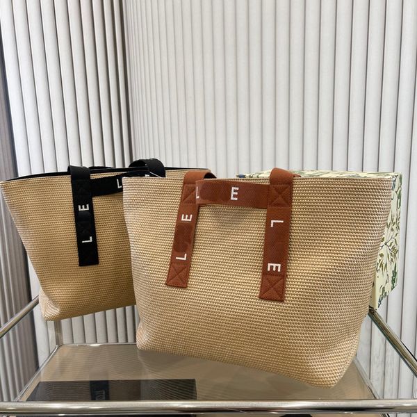 

straw beach bags women designer handbags lafite grass shoulder bag large capacity hollow-out totes canvas lined zipper pocket anagram basket