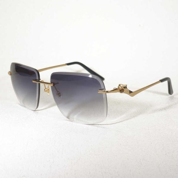 

vintage rimless oversize sunglasses men leopard style square metal shade diamond cutting lens women for outdoor goggle senior eyewear eyegla, White;black