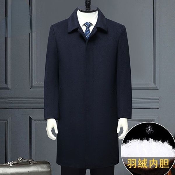 

men's wool blends men autumn winter 22 solid color business leisure long jacket male fashion cashmere coat thickened woolen trench 2302, Black