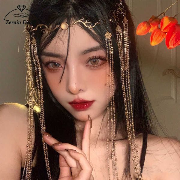 

hair clips barrettes luxury romantic forehead hairpin and eyebrow pendant super fairy hair ornament bridal halloween accessories jewelry gif, Golden;silver